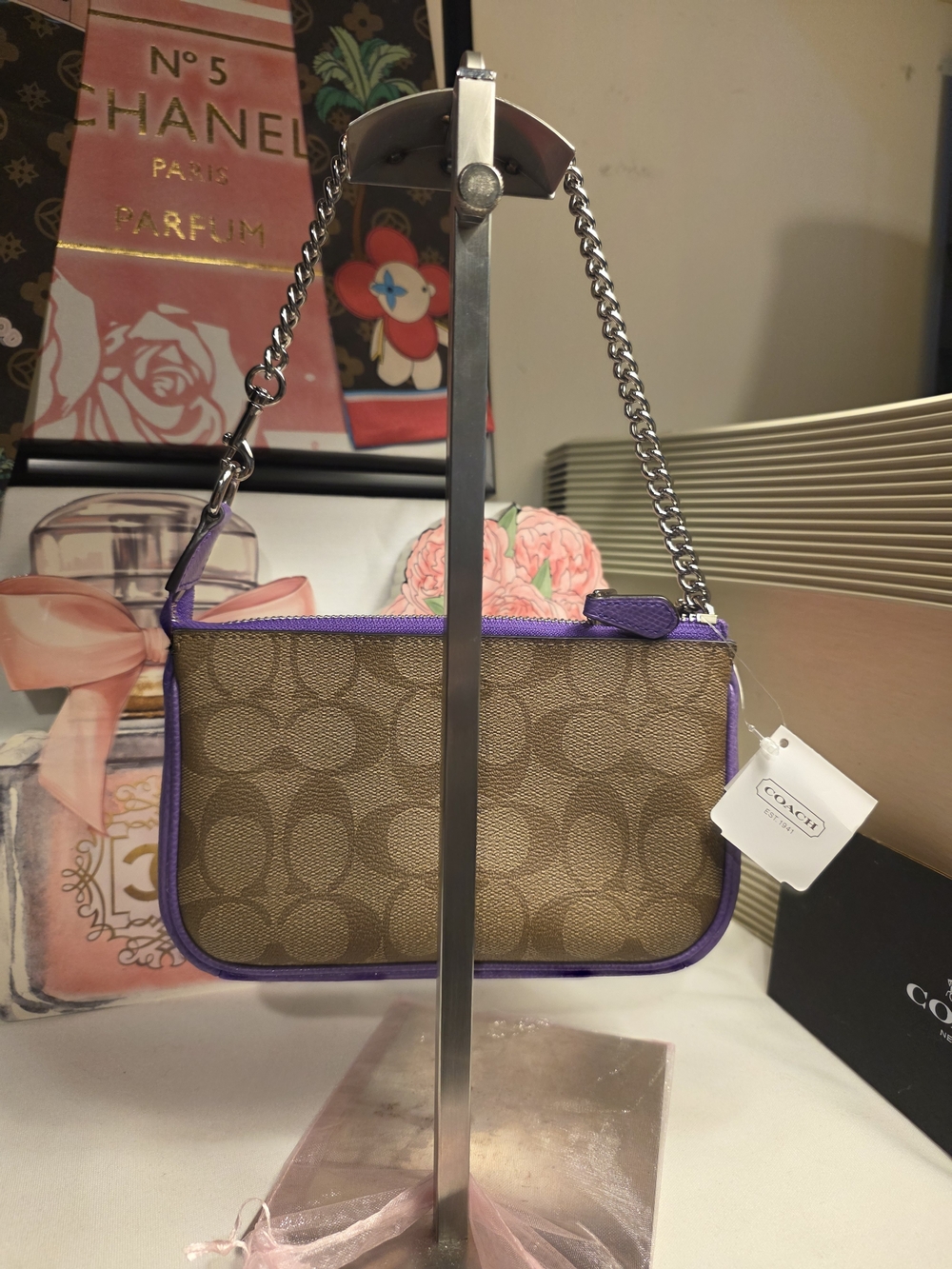 🔥LOW START🔥Coach Signature Canvas Wristlet with Purple Trim - Picture 8 of 10